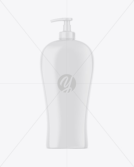 Glossy Cosmetic Bottle with Pump Mockup