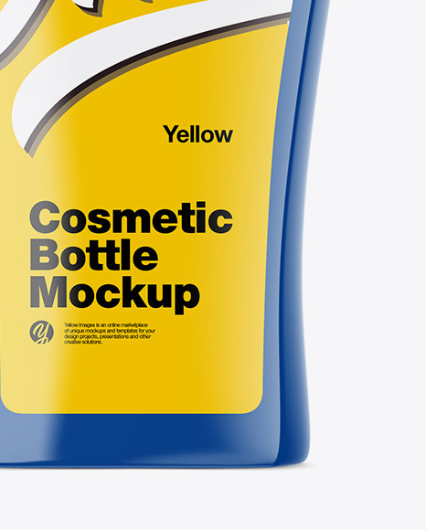 Glossy Cosmetic Bottle with Pump Mockup