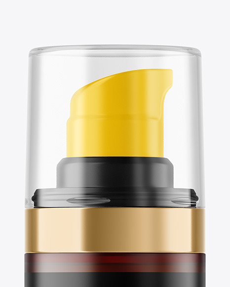 Frosted Amber Cosmetic Bottle with Pump Mockup