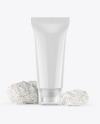 Glossy Cosmetic Tube with Coral Sponges Mockup