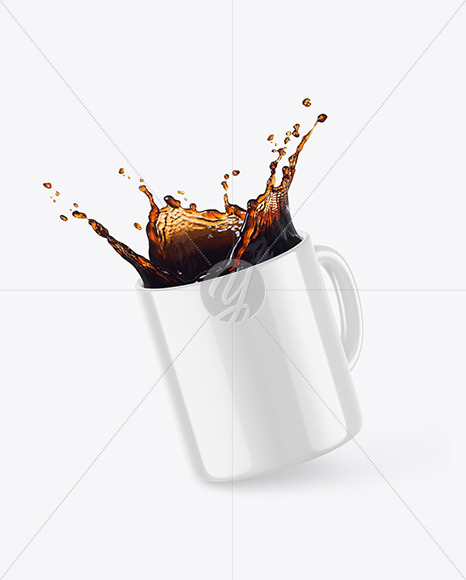 Glossy Coffee Cup w/ Splash Mockup