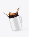 Glossy Coffee Cup w/ Splash Mockup