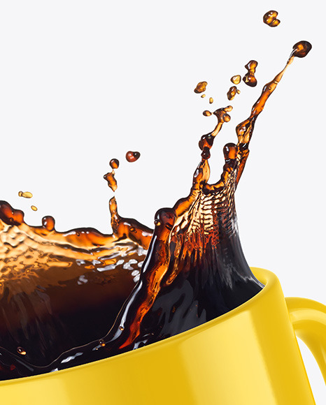 Glossy Coffee Cup w/ Splash Mockup