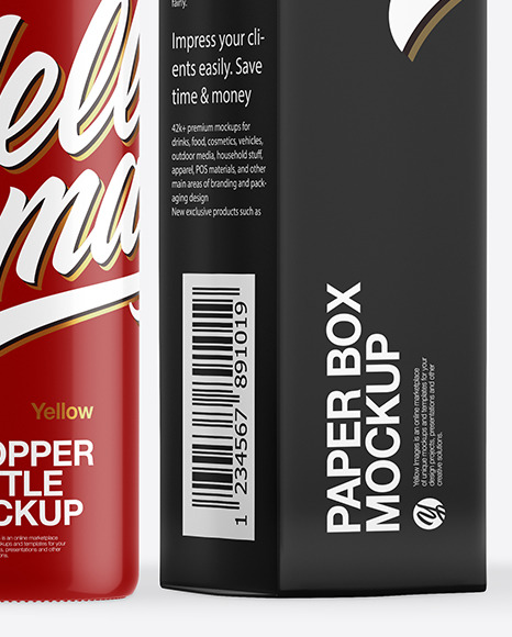 Glossy Dropper Bottle with Paper Box Mockup