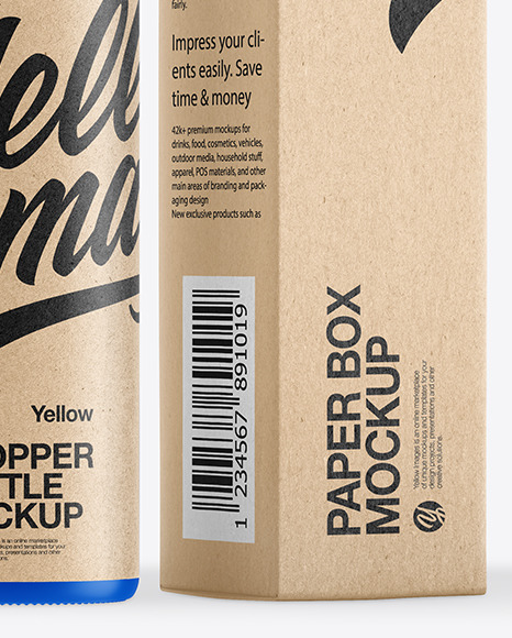 Matte Dropper Bottle with Kraft Paper Box Mockup