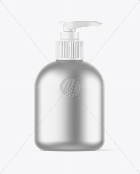 Matte Metallic Sanitizer Bottle w/ Closed Pump Mockup