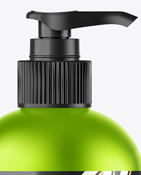 Matte Metallic Sanitizer Bottle w/ Closed Pump Mockup