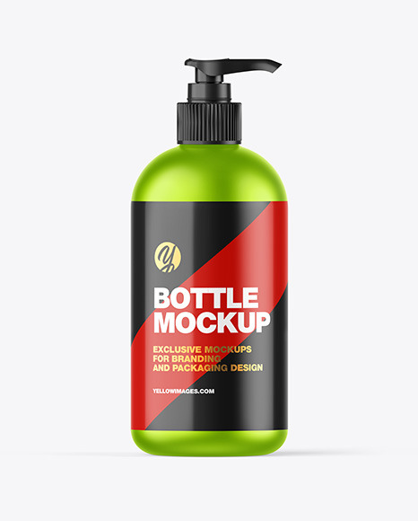 Matte Metallic Bottle w/ Closed Pump Mockup