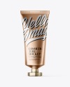 Metallic Cosmetic Tube With Octagonal Cap Mockup - Front View