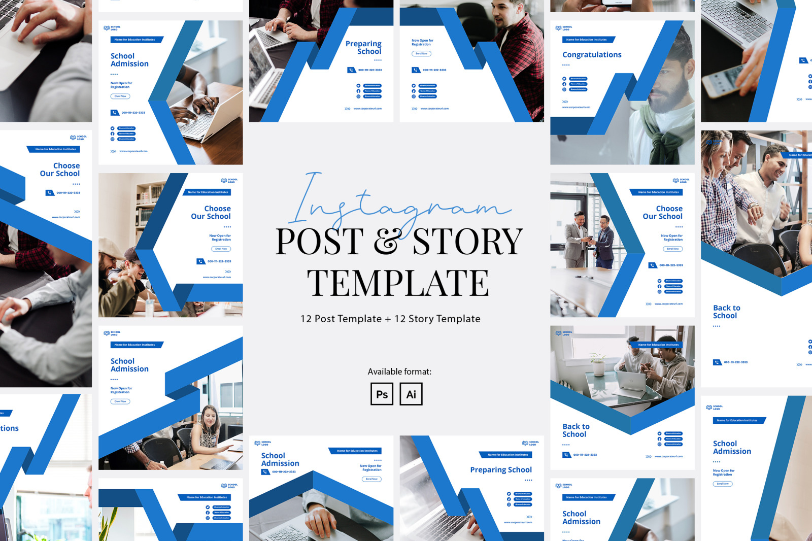 Elegant University School Instagram Post and Story Elegant University School Instagram Post and Story