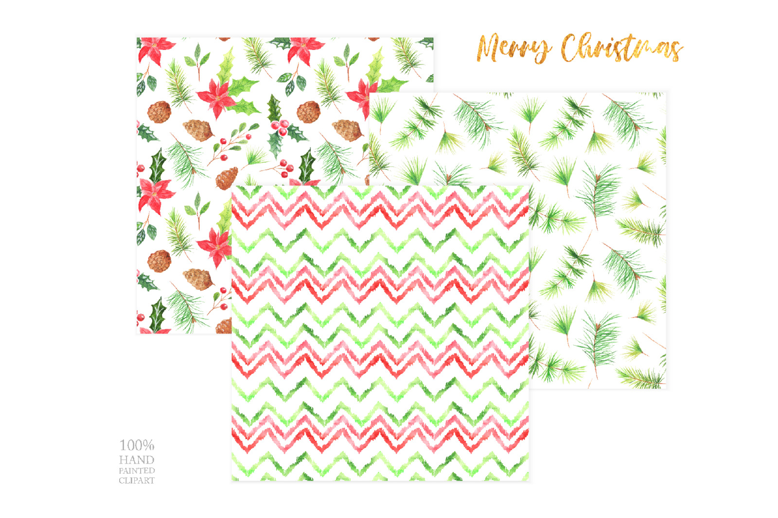 Watercolor Christmas Digital Papers Pack