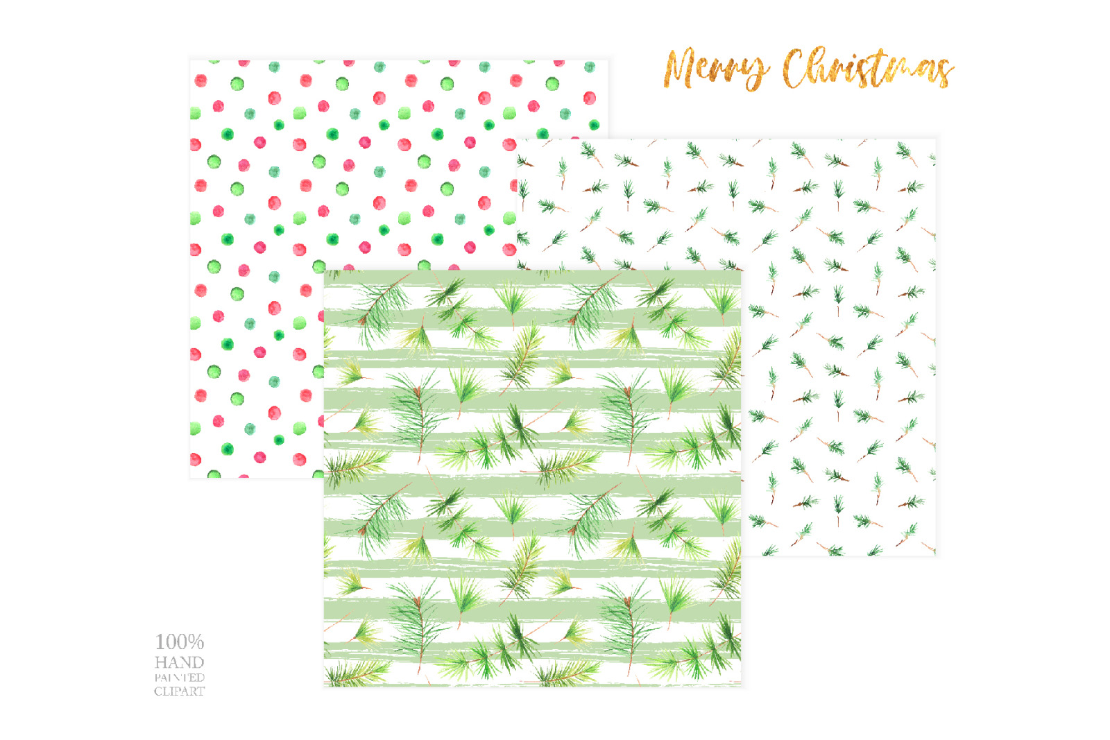 Watercolor Christmas Digital Papers Pack