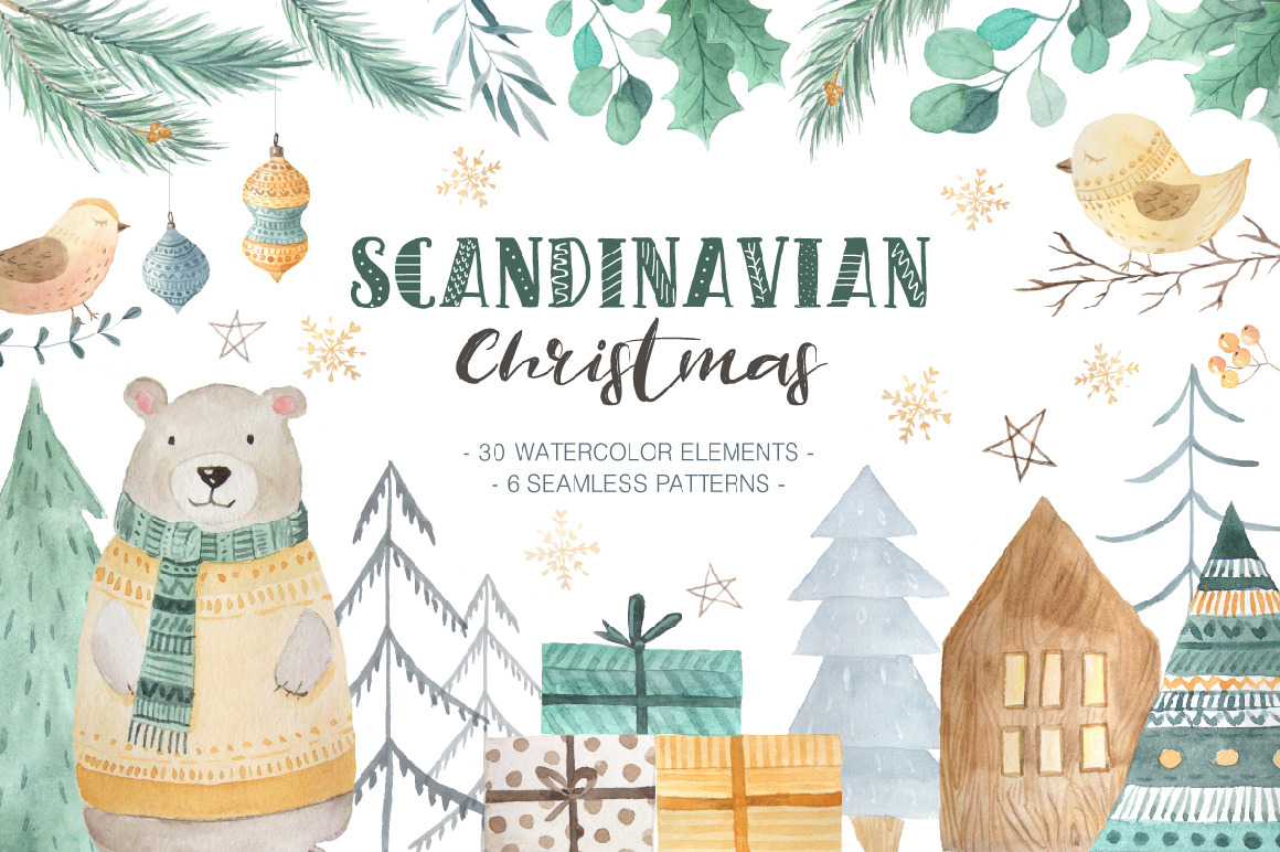 Scandinavian Watercolor Christmas Scandinavian Watercolor Christmas