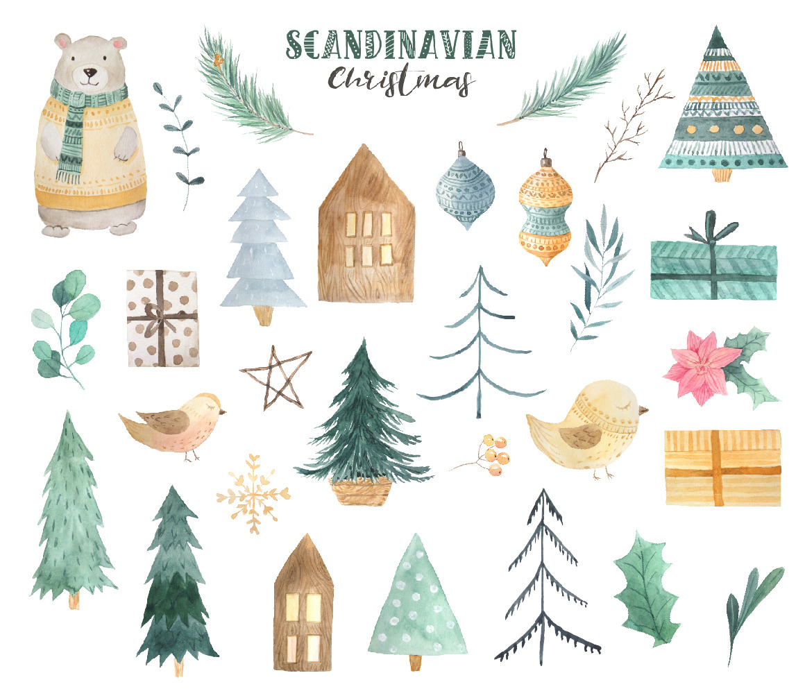 Scandinavian Watercolor Christmas Scandinavian Watercolor Christmas