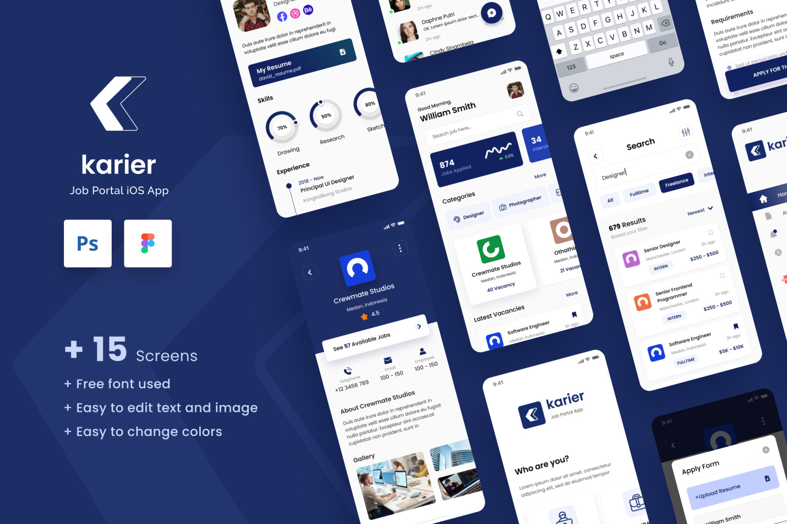 Karier - Job Portal iOS App Design UI Template