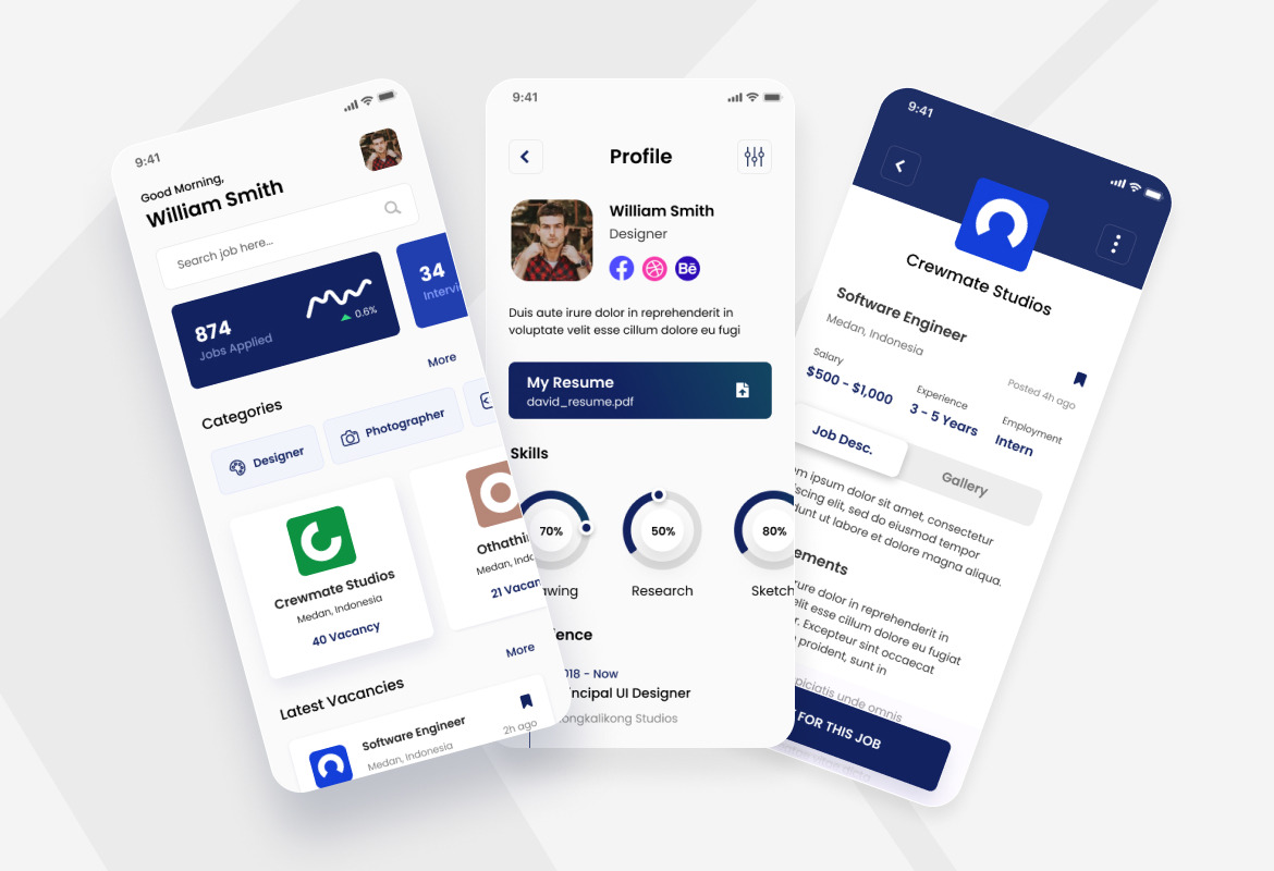 Karier - Job Portal iOS App Design UI Template