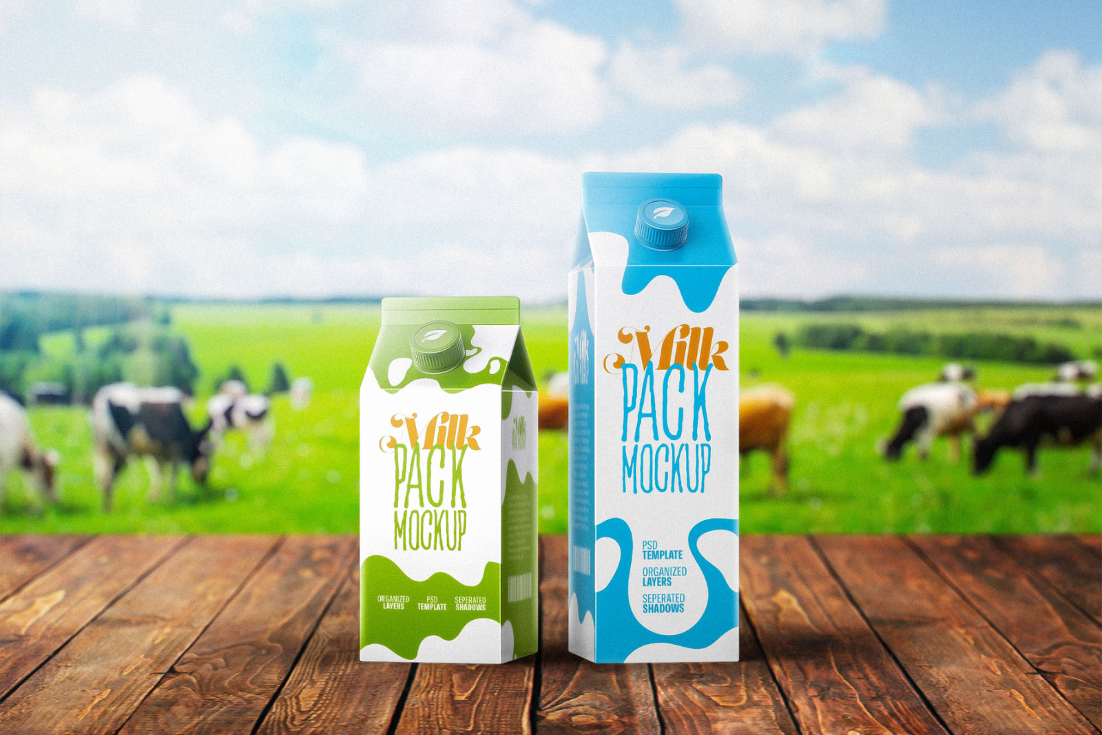 Milk Carton Box Mockup Set | Packaging Design