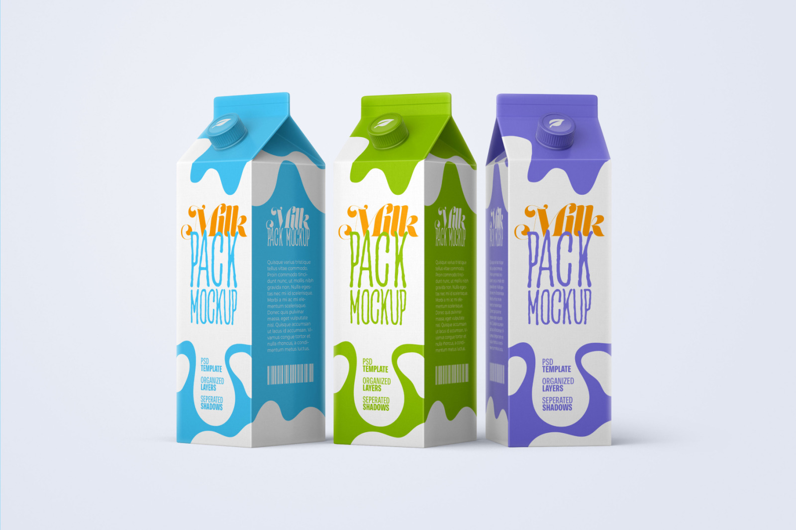 Milk Carton Box Mockup Set | Packaging Design Milk Carton Box Mockup Set | Packaging Design