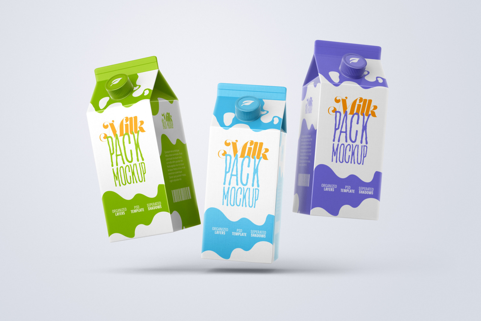 Milk Carton Box Mockup Set | Packaging Design Milk Carton Box Mockup Set | Packaging Design