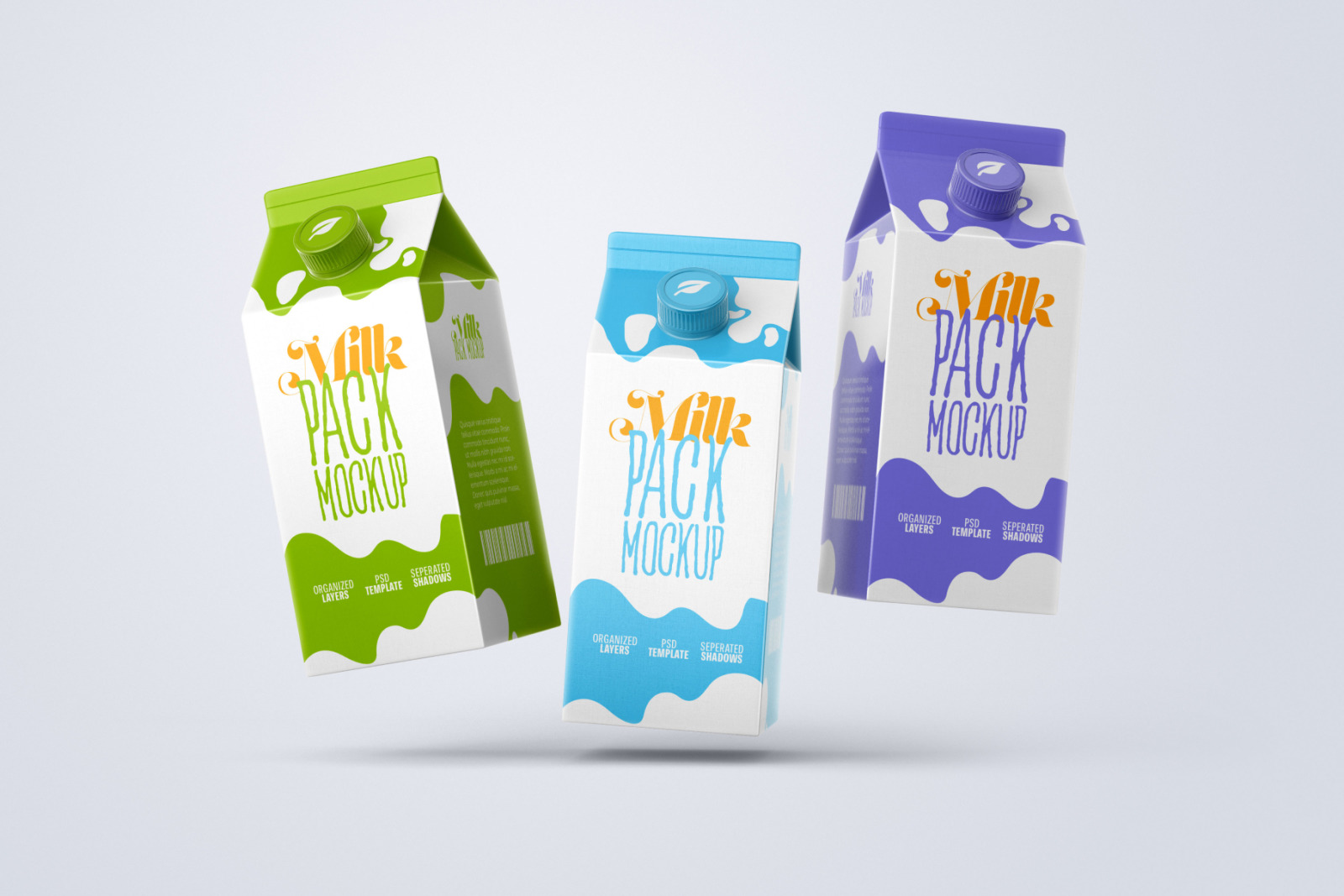 Milk Carton Box Mockup Set | Packaging Design