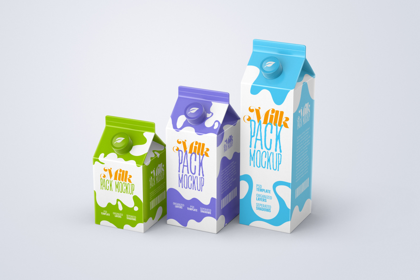 Milk Carton Box Mockup Set | Packaging Design