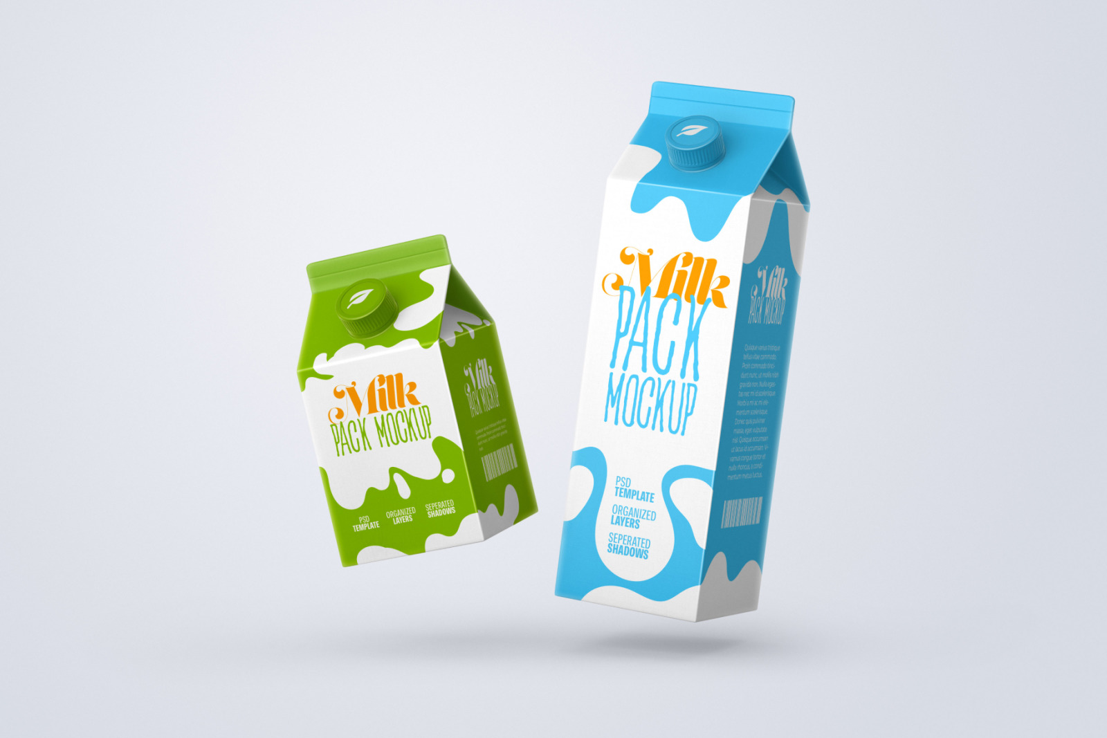 Milk Carton Box Mockup Set | Packaging Design