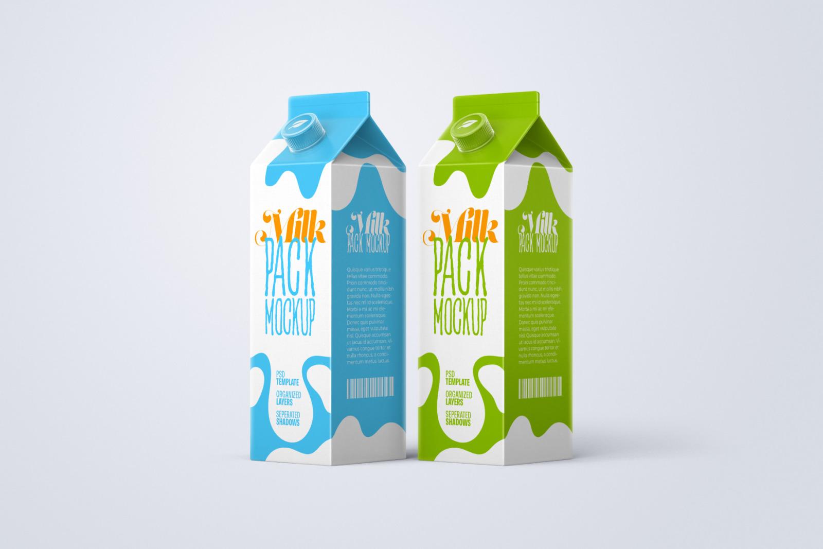 Milk Carton Box Mockup Set | Packaging Design Milk Carton Box Mockup Set | Packaging Design