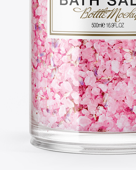 Glass Bottle with Bath Salts Mockup