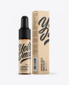 Amber Glass Dropper Bottle with Kraft Paper Box Mockup