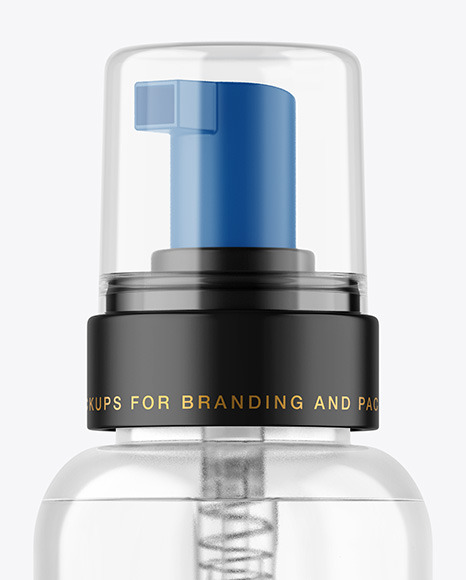 Clear Cosmetic Bottle with Pump Mockup Clear Cosmetic Bottle with Pump Mockup