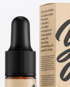 Dark Amber Glass Dropper Bottle with Kraft Paper Box Mockup