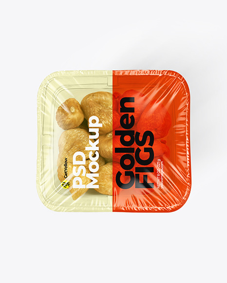 Clear Plastic Tray with Golden Figs Mockup