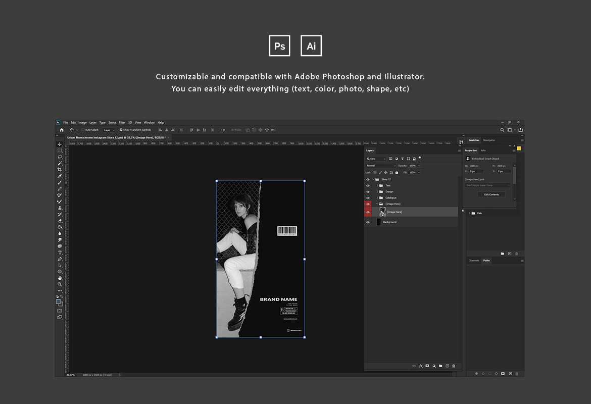 Monochrome Style Instagram Post and Story Template Monochrome Style Instagram Post and Story Template