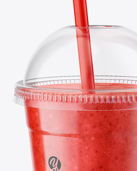 Watermelon Smoothie Cup with Straw