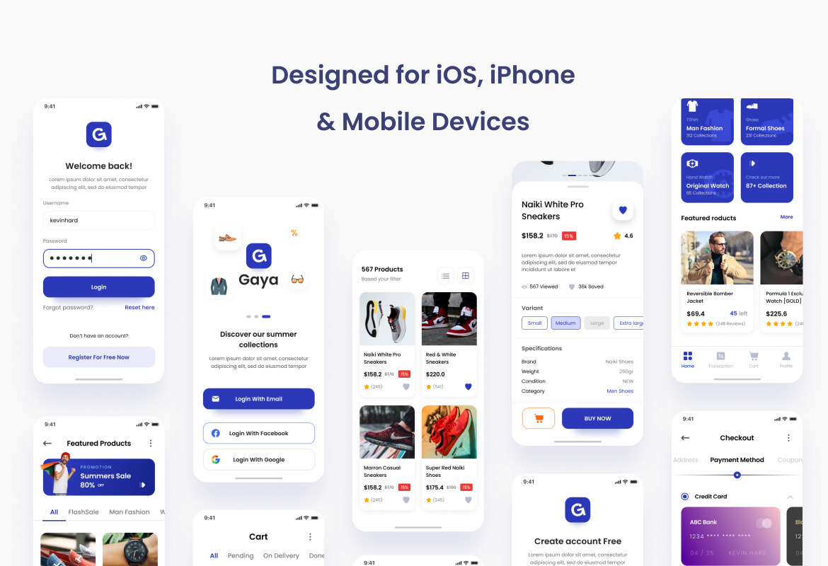 Gaya - Fashion Store iOS App Design UI Figma PSD Template