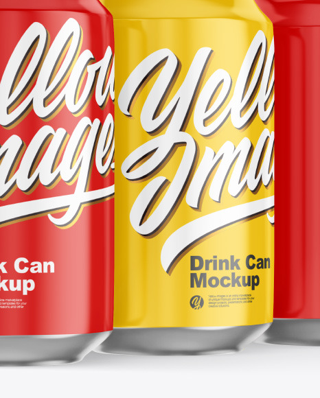 Glossy Drink Cans Mockup