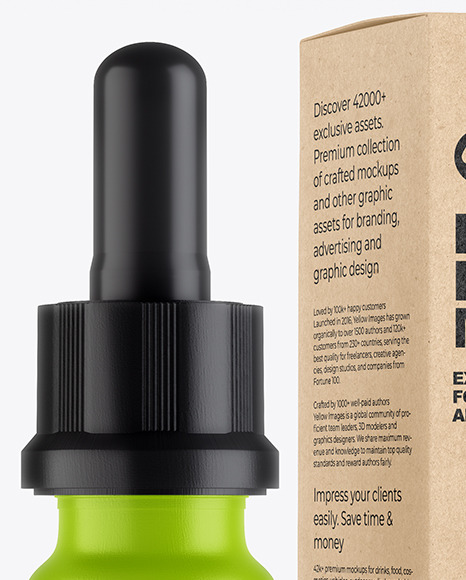 Matte Dropper Bottle with Kraft Paper Box Mockup