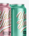 Matte Metallic Drink Cans Mockup