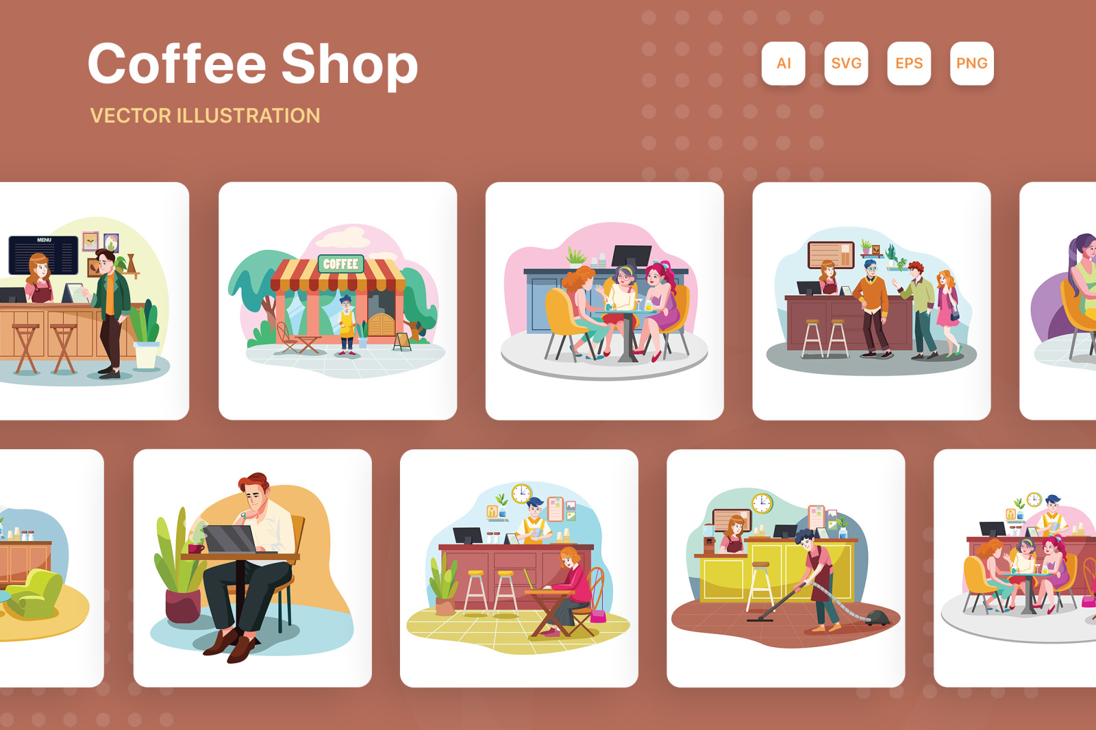 M144_Coffee Shop Illustrations M144_Coffee Shop Illustrations