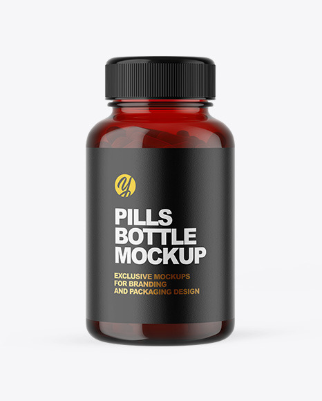 Red Pill Bottle Mockup