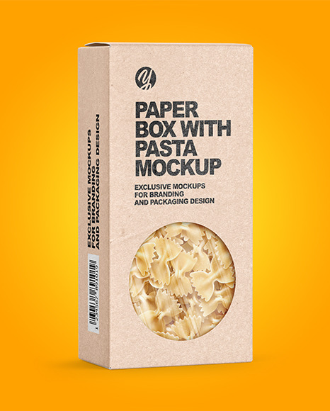 Kraft Paper Box with Farfalle Pasta Mockup