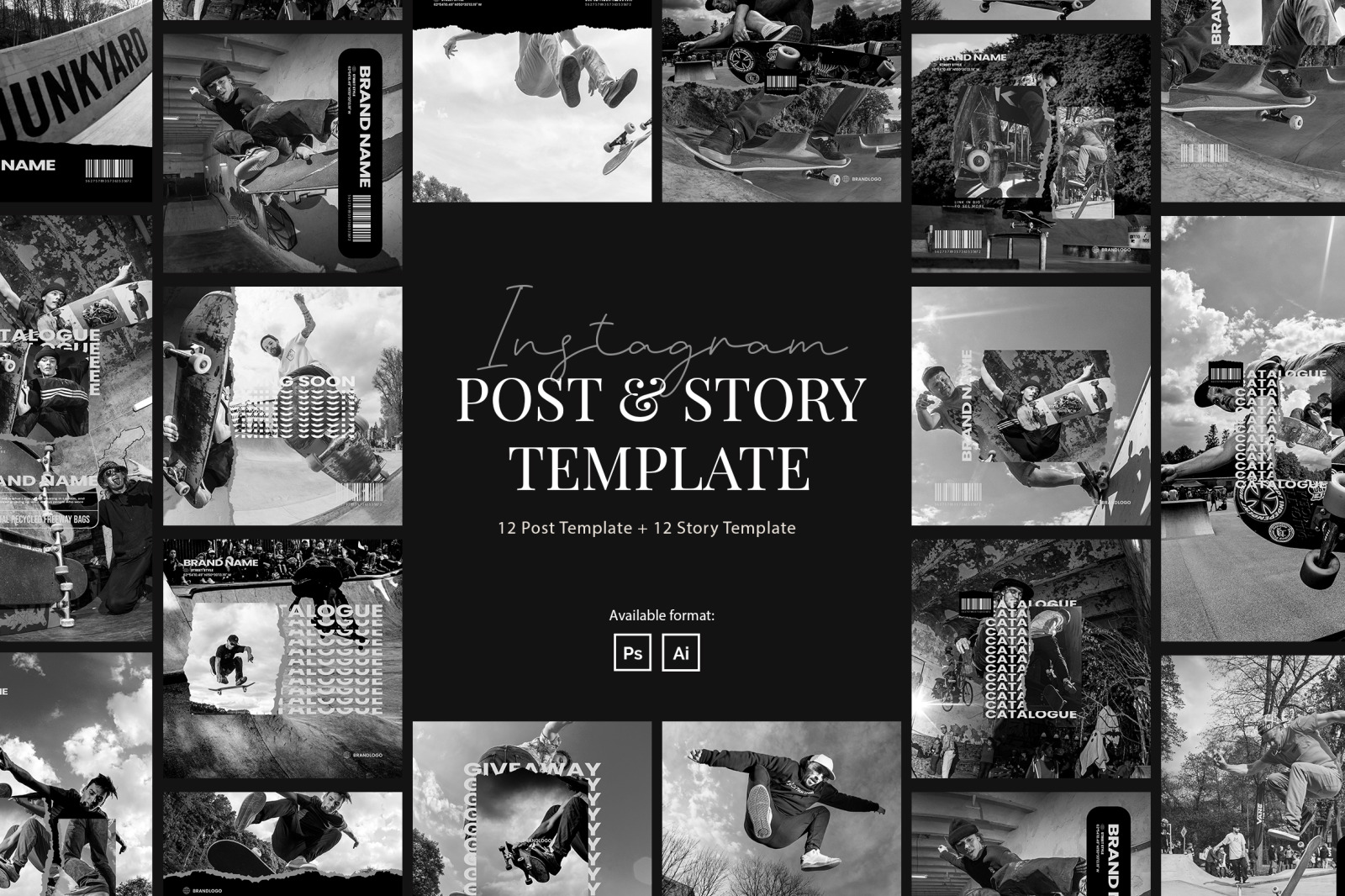 Urban Monochrome Style Instagram Post and Story Urban Monochrome Style Instagram Post and Story