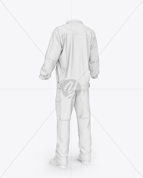 Summer Overalls Mockup – Back Half Side View