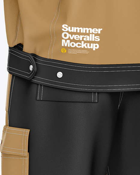 Summer Overalls Mockup – Back Half Side View