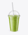 Green Smoothie Cup with Straw Mockup