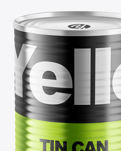 Glossy Metallic Tin Can Mockup