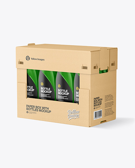 Paper Box W/ Glossy Bottles Mockup