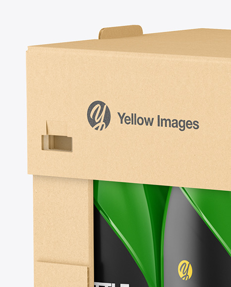 Paper Box W/ Glossy Bottles Mockup