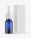 Blue Glass Dropper Bottle with Kraft Paper Box Mockup