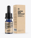 Blue Glass Dropper Bottle with Kraft Paper Box Mockup